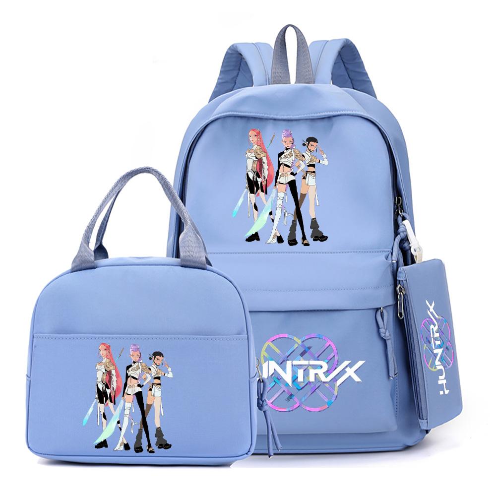 4Pcs/set Anime K-Pop Printed Backpack with Pencil Case Handbag for Teenager Student Boy Girl Bookbag Schoolbag Large Capacity Travel Bag Rucksak