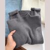 White Knitted Fleece Lined Half High Collar Sweater Women's Fashion Autumn Winter Inner Wear Base Shirt Integrated Fleece Top