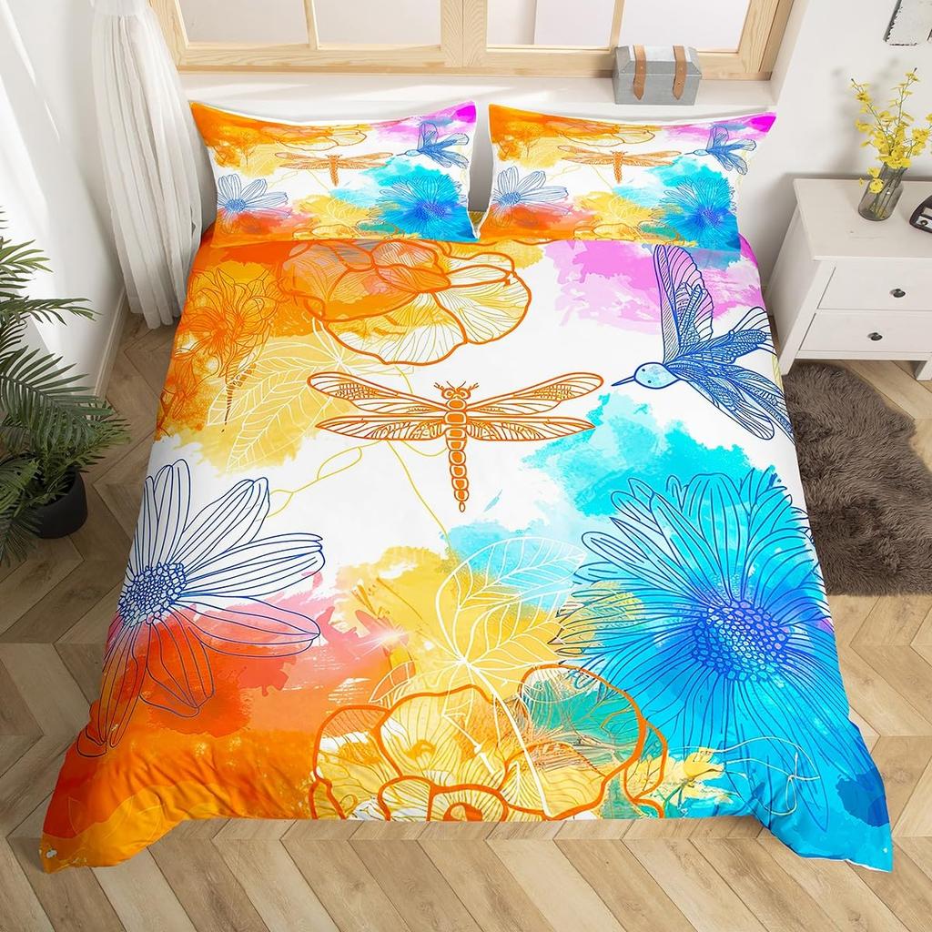 Dragonfly Duvet Cover Queen King Size Dandelion Quilt Cover Night Blue Starry Sky Duvet Cover Kids Bedding Set Room Decoration