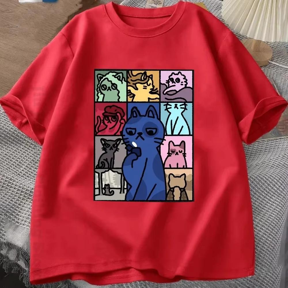 Men Summer Cotton T-Shirt Cartoon Cats Graphic Tops Tees Taylor Swif Clothing Short Sleeve Streetwear Women Harajuku T-Shirt