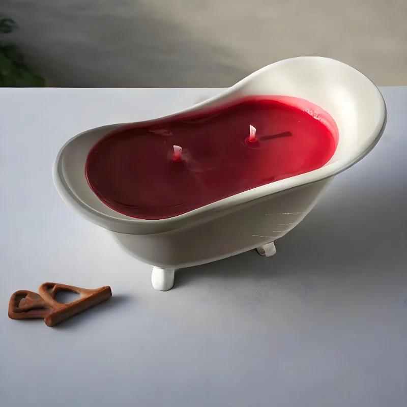 1pcs Bathtub Silicone Mold, Bathtub Decor Resin Mold, Storage Box Candle Jar Making Silicone Mold, DIY Epoxy Resin Casting Mold