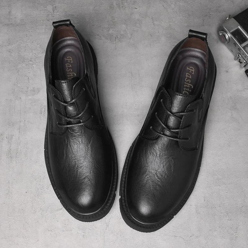 Fashion Outdoor Designer Oxford Flats Genuine Leather Office Walking Shoe Comfy Casual Leather 2026New Men Brogue Business Shoes