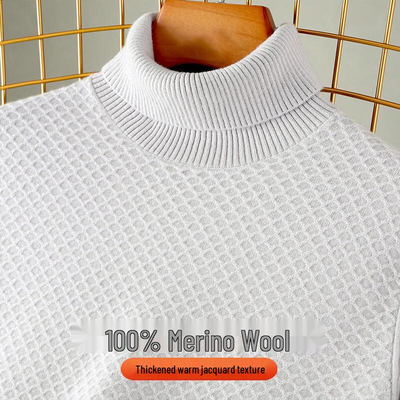 JOW Men's Heavyweight 100% Merino Wool Turtleneck Sweater