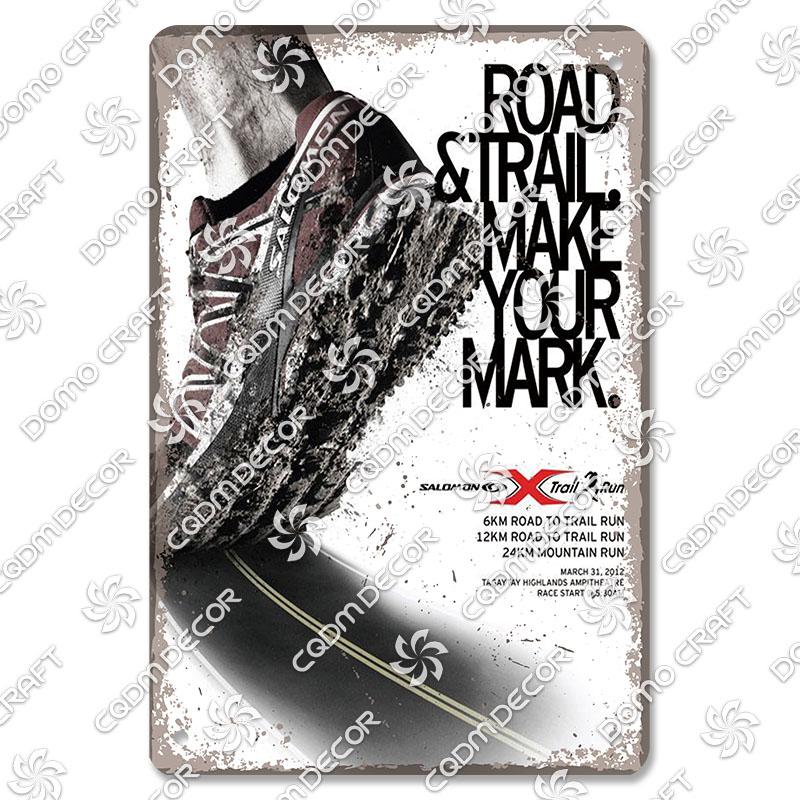 Run Race Poster Metal Plate Runner Run With Your Heart Running Shoes Metal Tin Signs Retro Wall Decor Club Gym Living Room Home