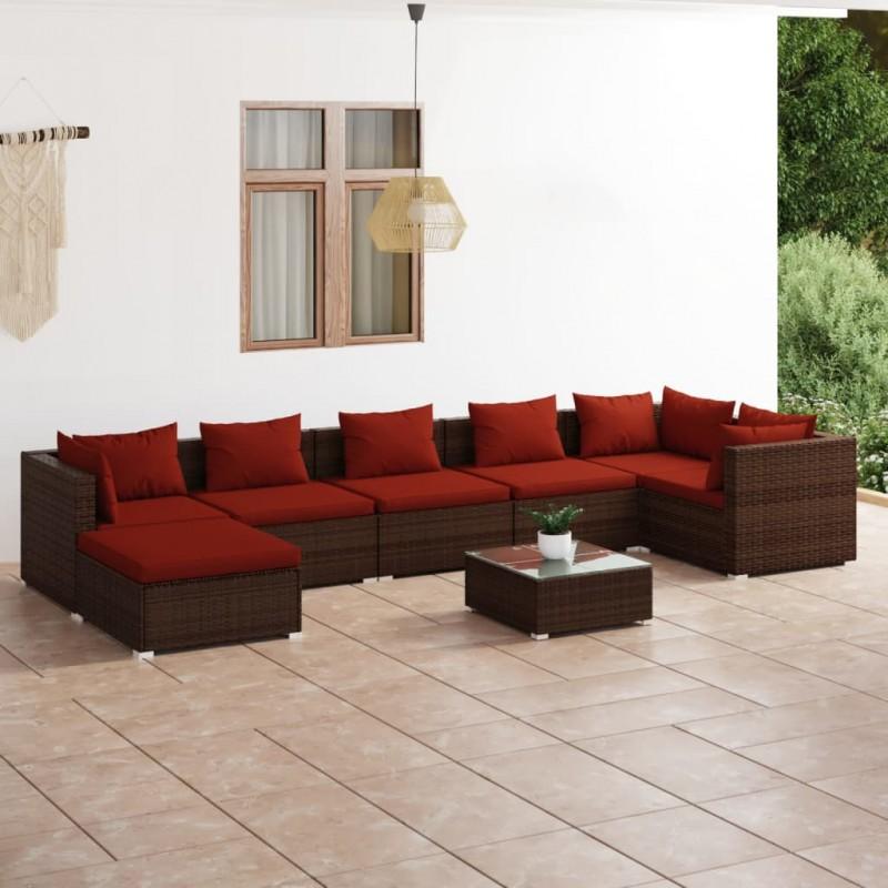Day and Night - Day and Night 8-piece Garden Sofa Set and Brown Synthetic Rattan Cushions