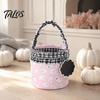 Großer Süßigkeitenhalter Halloween Kürbis Geist Leckerbissen Tasche, Niedlicher Korb mit Spitzenhenkel für Tragbaren Geschenkkorb Kinder, Gruselige Tasche Süßes oder Saures