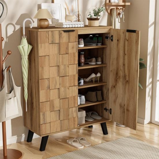 Sideboard, Modern Shoe Cabinet with 5 Compartments, Dimensions 80.5 X 35 X 109.5 Cm, Adjustable Shelves