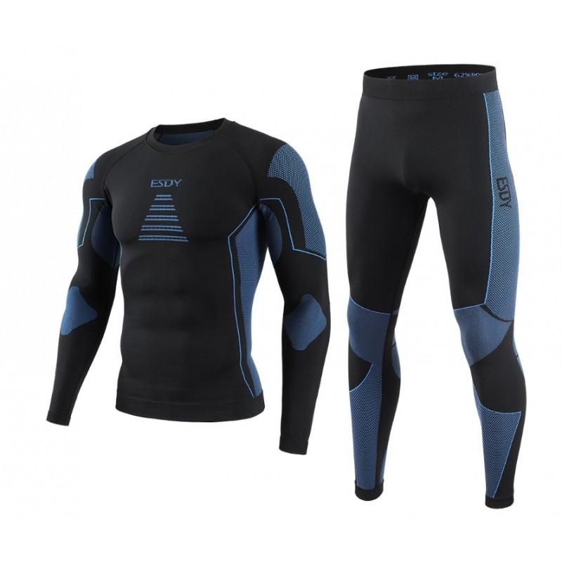 Seamless Compression Athletic Set Yoga Running Skiing Workout - Long Sleeve Top Full-Length Pants Moisture Wicking Quick Dry