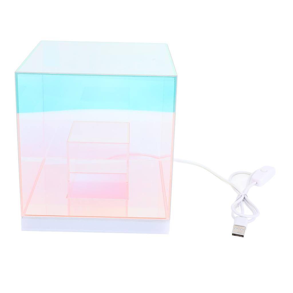 3D Cube LED Table Lamp RGB Colorful Clear Modern USB Square Table Night Light for Bedroom Living