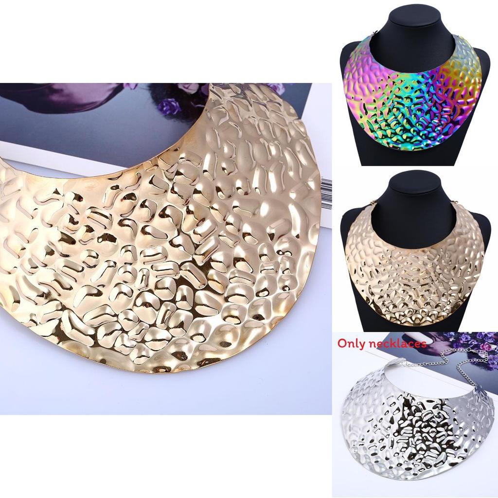 Fashionable Colorful Embossed Metal Disc Design Women Necklace For Punk Fashion And Vintage Style