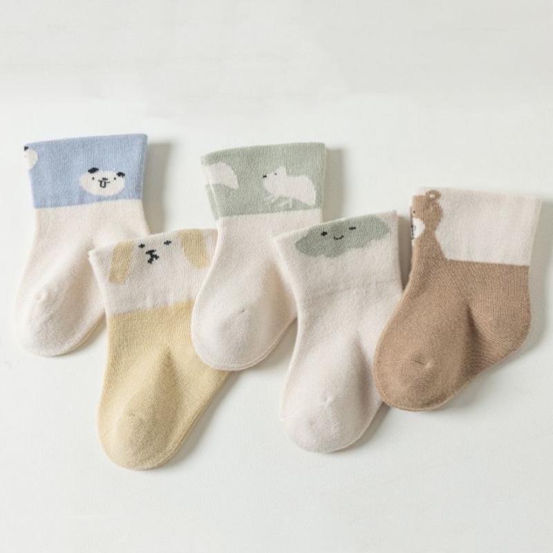 Baby Middle Tube Socks  Infant Cotton Cute Cartoon Baby Socks for Girls Boys Newborns Without Bones Loose Socks Spring Autumn