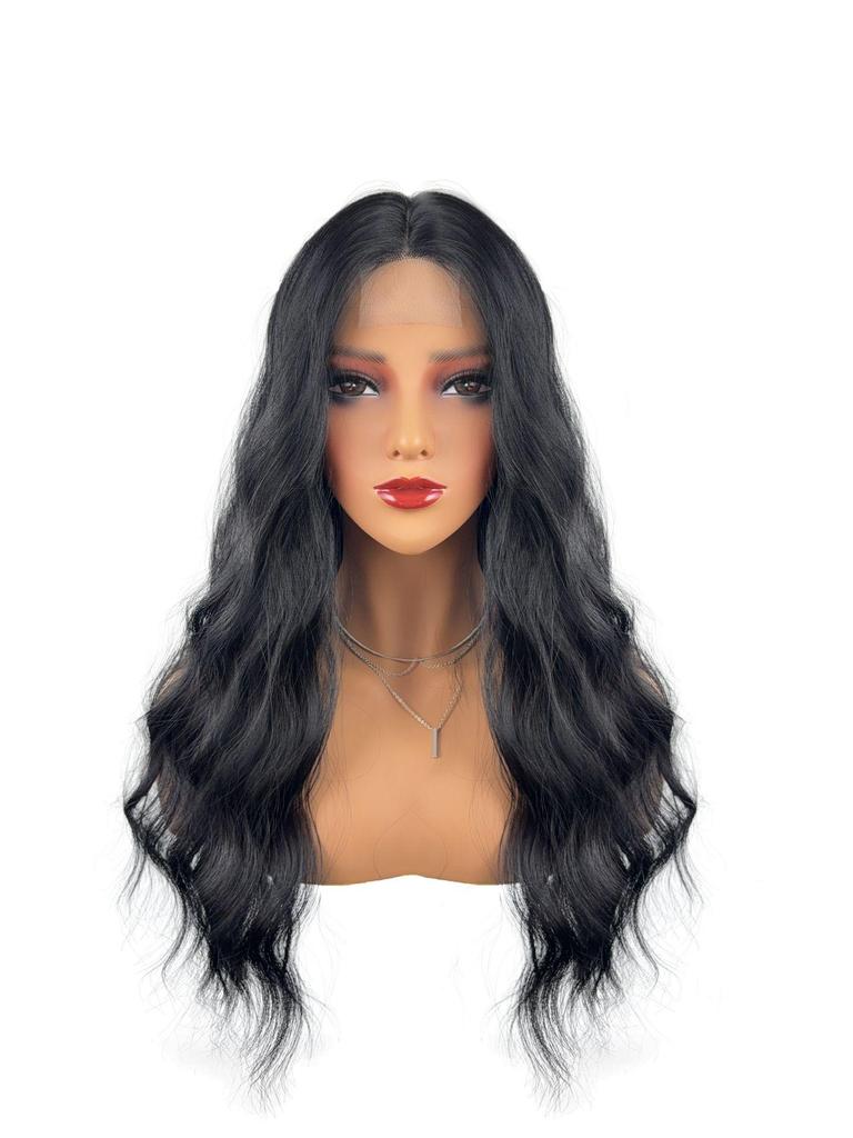 New Style Cross-border Europe & America High-Temp Silk Women's Middle-Part Corn Perm Big Waves Lace Scalp Wig