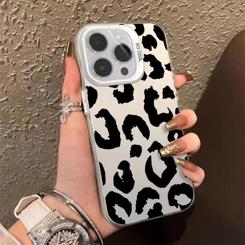 Leopard Print Electroplate Silver IMD Phone Case For Xiaomi Redmi Note 14 13 12 Pro Plus 5G 12S 11S 11 10 Redmi 13C 14C 4G Cover