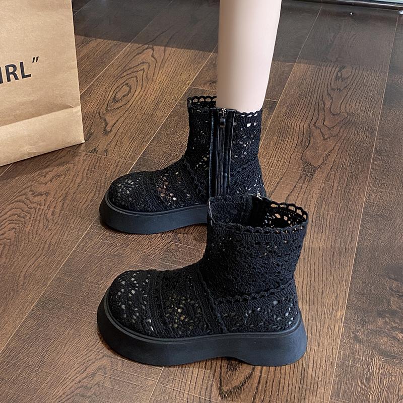 Fashion CRLAYDK Fashion Women's Closed Toe Ankle Boots Zipper Lace Summer Breathable Shorts Booties Casual Ladies Walking Sandals Shoes