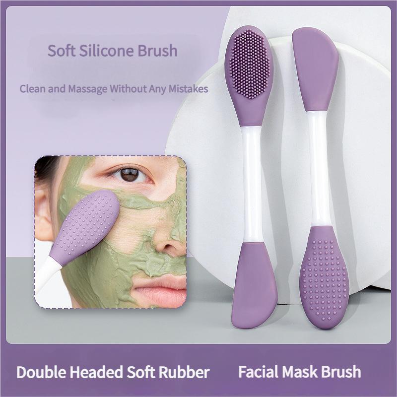 Dual-End Silicone Face Brush Slavic Skin Care, Massage & Cleansing Tool, Spa Mask Applicator for Mud Clay Facials