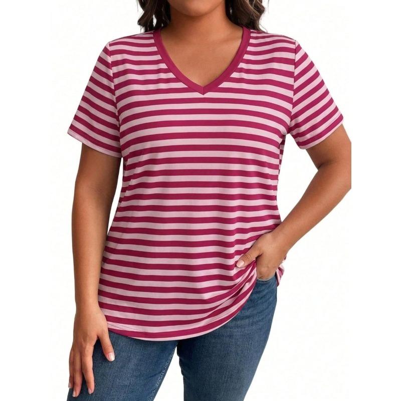 QICED Women's Fashion Casual V-Neck Short Sleeve Blouses & Shirts
