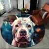 Cute Dog Samoye, Chihuahua, Husky, Koki Cartoon Round Area Rug,Carpet Rug for Living Room Bedroom Sofa Playroom Decor,Non-slip