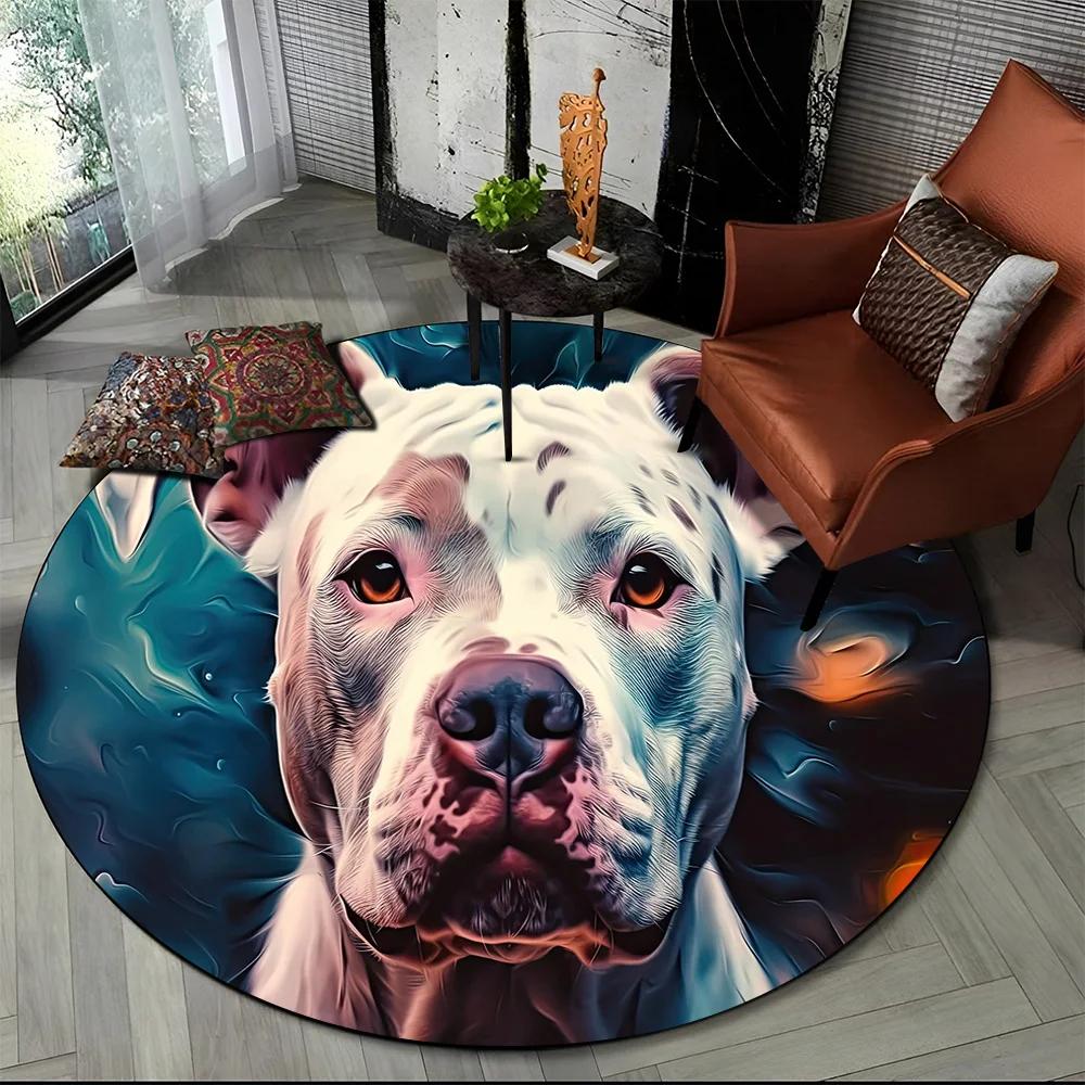 Cute Dog Samoye, Chihuahua, Husky, Koki Cartoon Round Area Rug,Carpet Rug for Living Room Bedroom Sofa Playroom Decor,Non-slip
