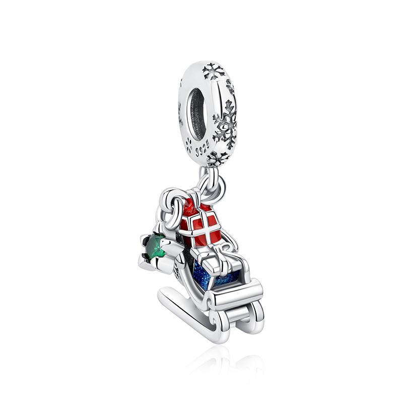 Original 925 Silver Charms Christmas Santa Reindeer Pendant Beads Fit Bracelets Necklaces Women DIY Jewelry Gift