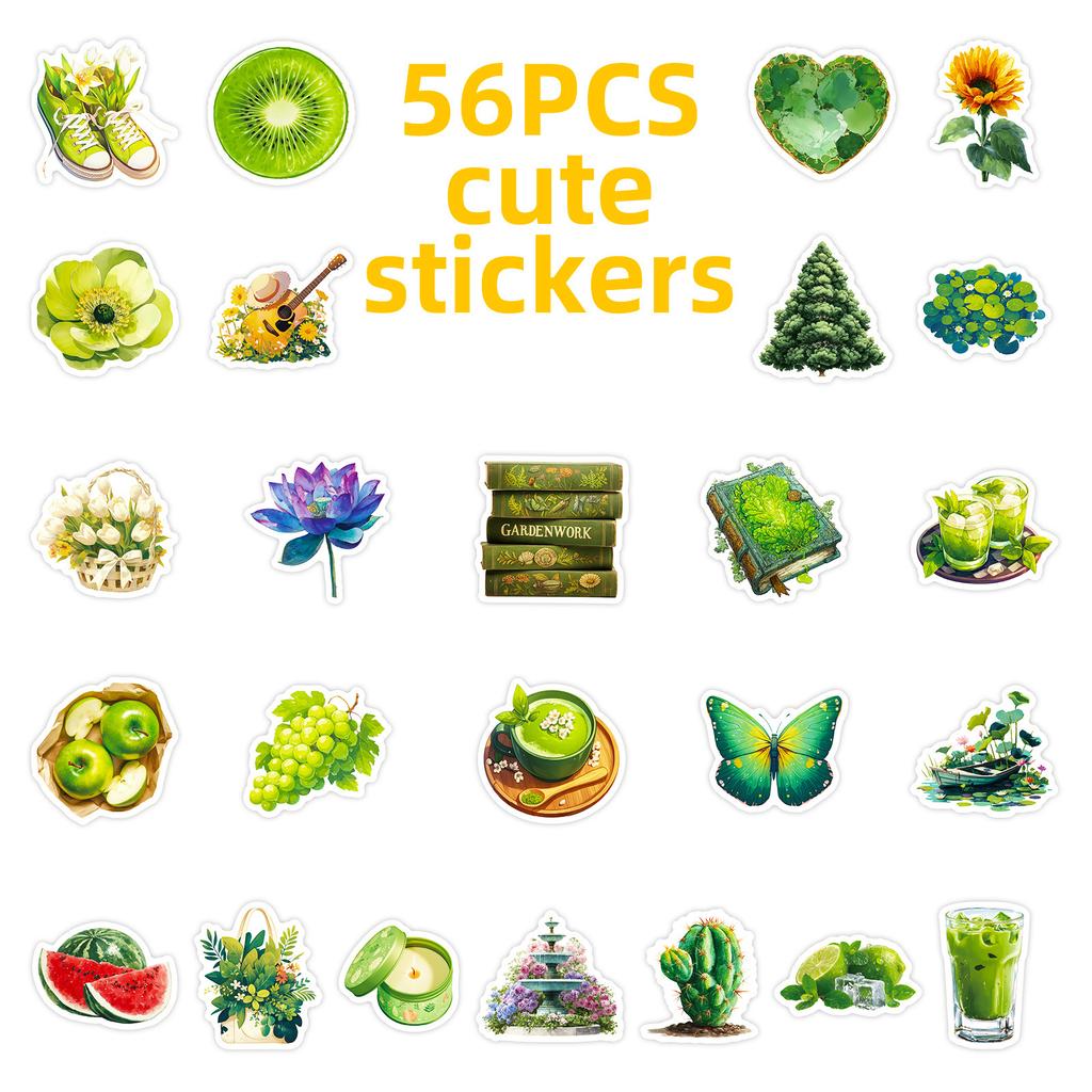 56 Green Healthy Life Graffiti Stickers Fresh Literary Style Creative Handbook Luggage Stickers