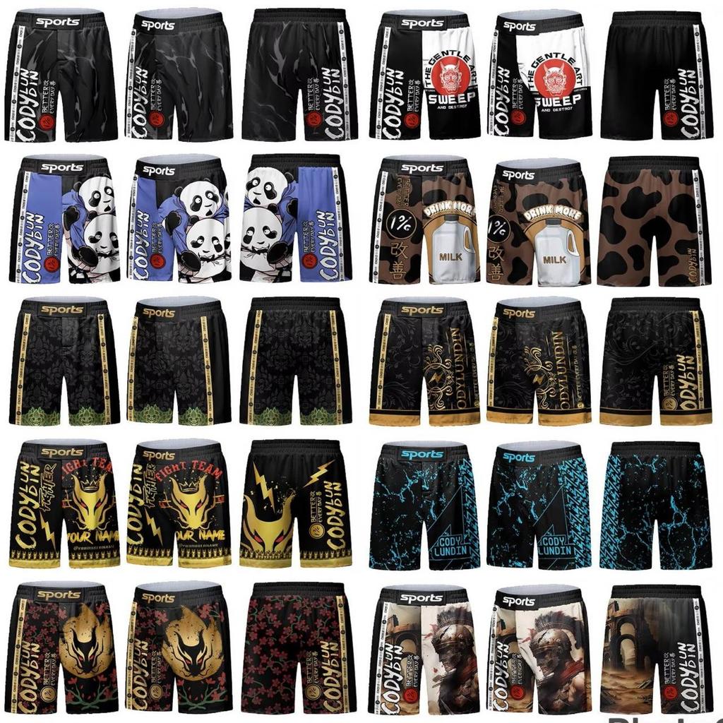 MMA Muay Thai Kickboxing Boxing Shorts Elastic Waist  Unisex Men Women Print Fight UFC Martial Art Fitness Gym Training Sport Workout