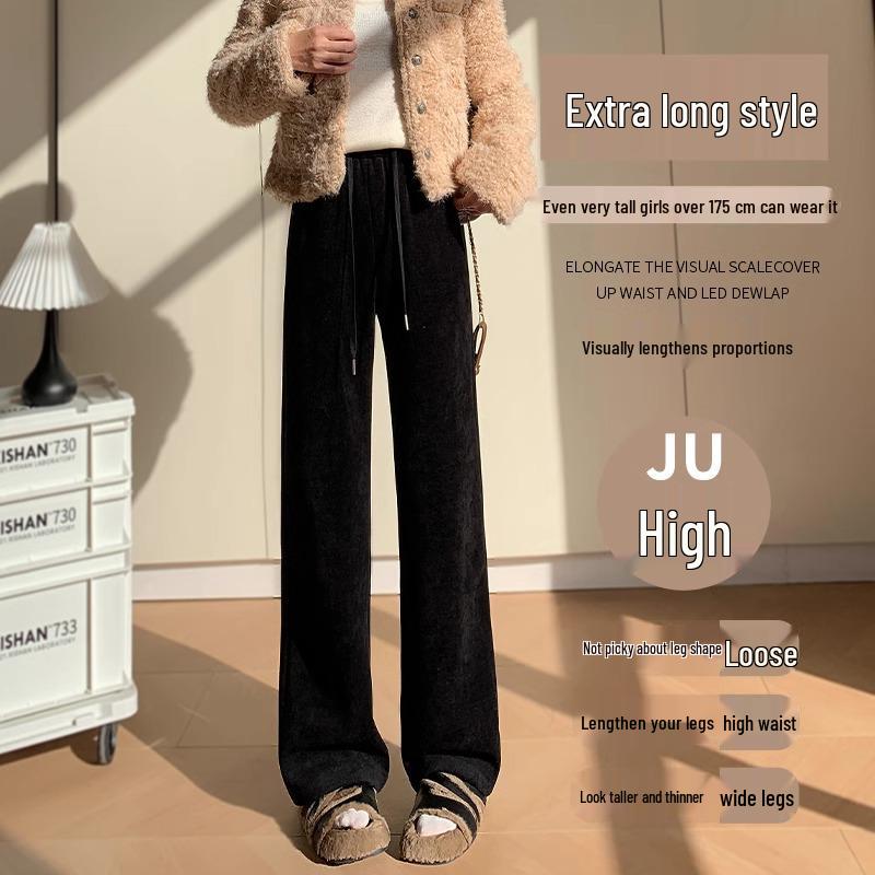 Women's Extra-Long White Lambswool Chenille Wide-Leg Knit Pants for Autumn/Winter (Tall Size 175)
