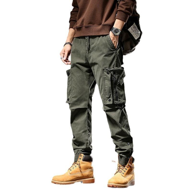 Spring Overalls Pants Men's Straight-leg Functional Outdoor Casual Pants Men's Drawstring Trousers Men
