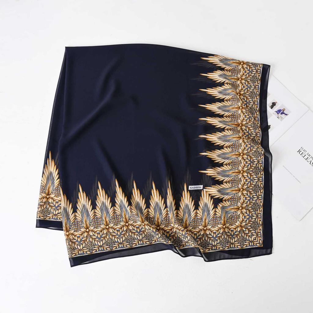 Novo Lenço Quadrado Protetor Solar Lenço de Seda Estampado Lenço Fino Lenço