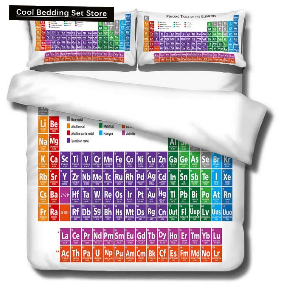 Periodensystem Königin König Bettbezug Pädagogische Wissenschaft Chemie Bettwäsche-Set für Studenten Lehrer Elementtabelle Bettdeckenbezug