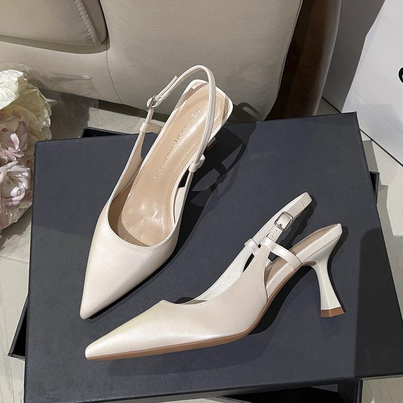 Simple and Fashionable Pointed-toed Stiletto High-heeled Single Shoes for Women with Temperament Baotou Sandals for Summer Wear