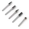 5 Pcs Tungsten Steel Grinding Burr 6mm Shank 10mm Head Rotary Cutter Bits Kit