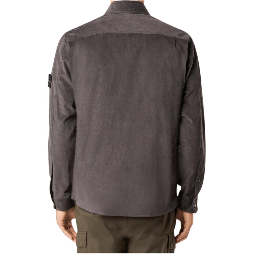 STONE ISLAND Ss25 Solid Logo Badge Metal Dark Button Corduroy Long Sleeve Shirt Men Shirts Carbon-Grey K1S1512001-13S0144-V0065