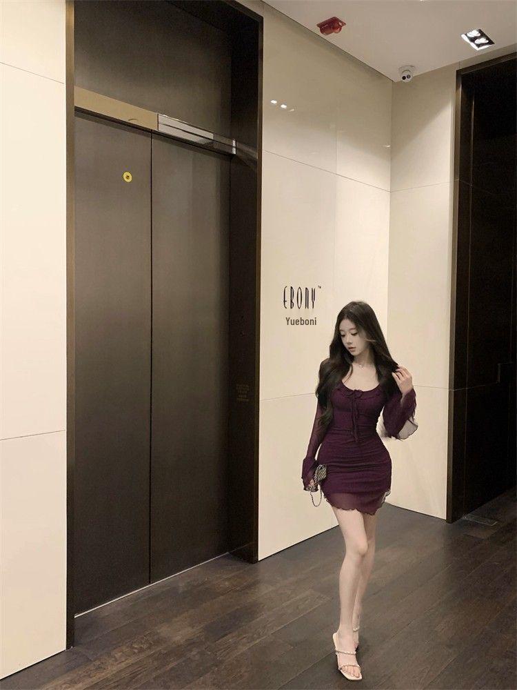 Elegant Purple High-End Sexy Bodycon Dress - Stunning Figure-Hugging Design