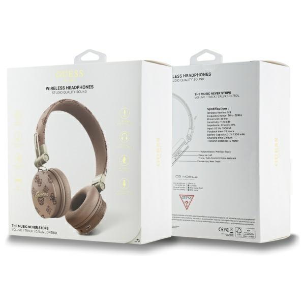 Guess Over-Ear Headphones Bluetooth Enc    Gubh70Eposmw Brown/Brown Peony Script Round Shape