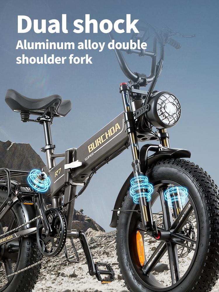 BURCHDA R7Pro Elektrofahrrad 20" Fat Tire E-Bike 48V/16Ah Akku 7 Gang E-Mountain Schnee Fahrrad Erwachsene Urban City Klapprad