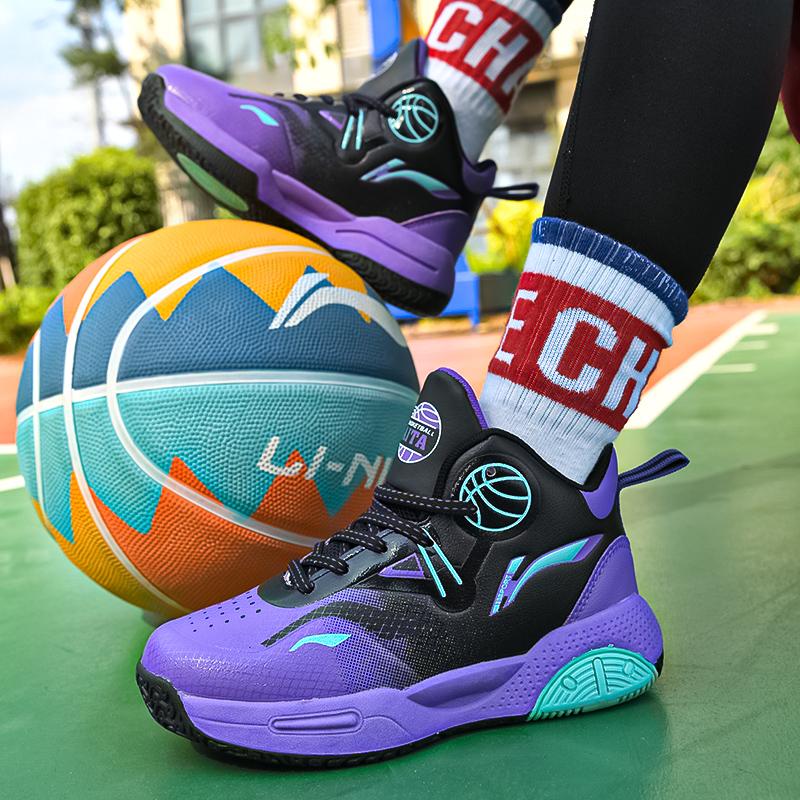 Herbst und Winter Mikrofaserleder Sneaker Kinder Basketballschuhe Jugend Freizeit Basketball Sportschuhe