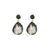 Natural Baroque Pearl Inlaid Zircon Green Earrings for Women Luxury Vintage Fashion Jewelry Stud Earrings GE1602