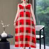 Abito lungo da donna taglie forti Abito estivo casual elegante senza maniche con stampa vintage per donna