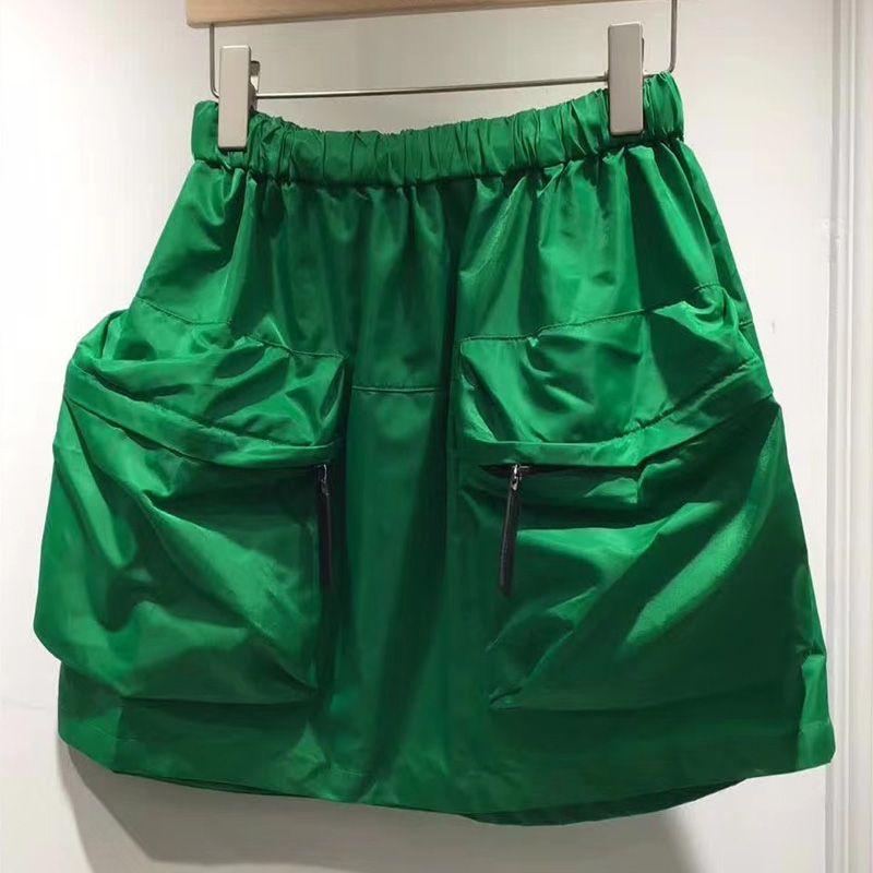 

Нейлоновая эластичная талия с большими карманами Дизайн для особых интересов Юбка-бутон Black L