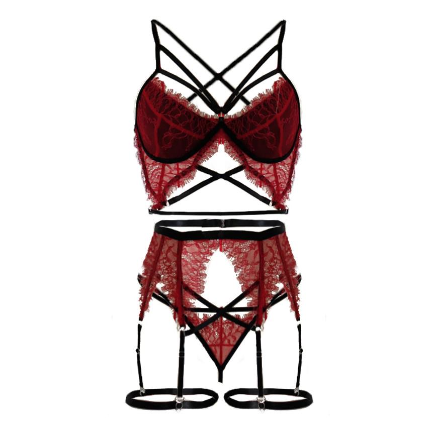 Neues Damen-Sexy-Dessous-Set in Übergröße, kabelloser BH, Unterwäsche mit Strumpfband, M-3XL