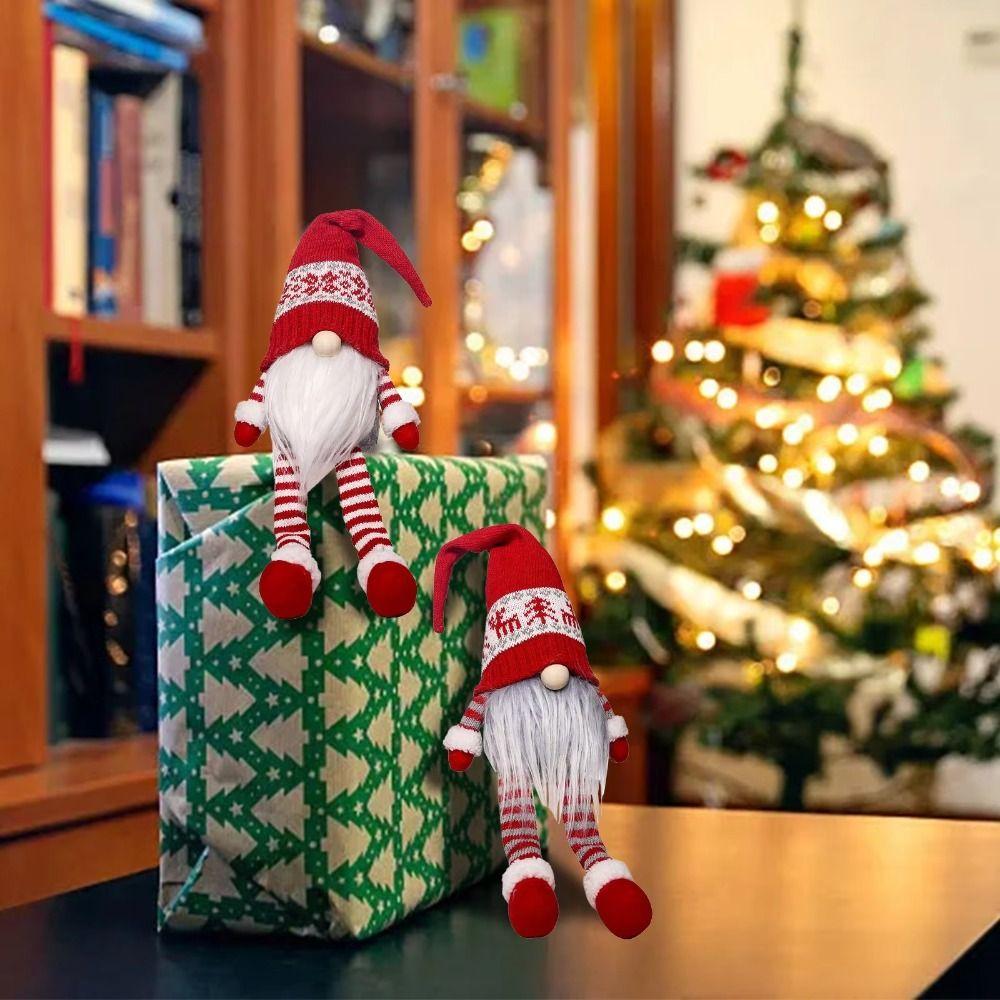 Kawaii Christmas Faceless Gnome Doll Cartoon Long Old Man Doll Knitted Christmas Doll  Office