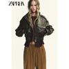 Zaprha 2025 Autumn New Fashion Casual Faux Leather Stand Collar Long Sleeve All-Match Jacket Short Coat 4749701