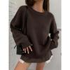 Pull Uni Manches Longues Col Rond Style Décontracté pour Femme