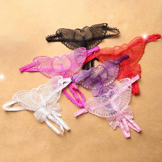 Panties Sexy G-string Butterfly Hollow Spandex T-Back Crotchless Women Briefs for Sleeping