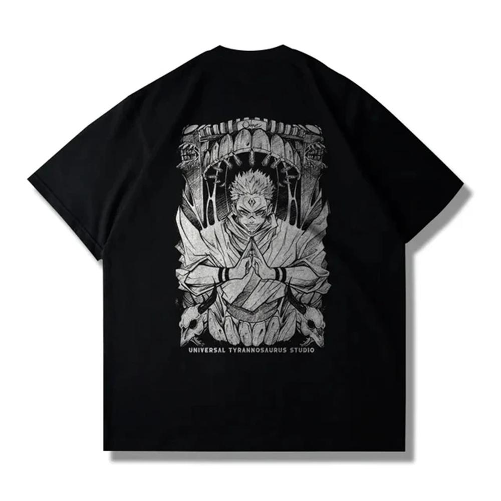 Men's Cotton T-Shirt 2024 Y2k Retro Cotton Short Sleeve Shirt Jujutsu Kaisen Ryomen Sukuna Japanese Anime Print T-Shirt