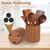 360° Rotating Utensil Holder Wooden Large Capacity Kitchenware Storage Rack Non slip Countertop Organizer Kitchen Accessories