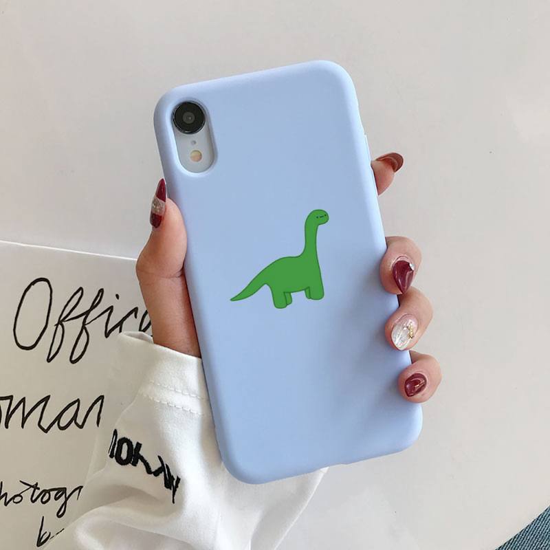 Cute dinosaur Liquid Silicone Phone Case for iphone 13 12 11 Pro Max XR XS X Soft Candy Cover for iPhone 6 6S 7 8 Plus Cases