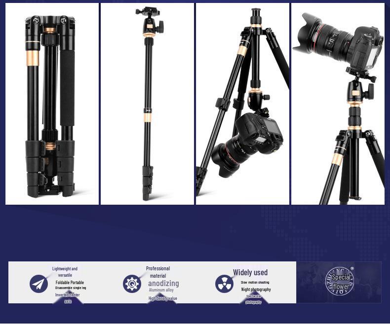 Era Q555 Lightweight Aluminum DSLR Tripod with Buckle Support