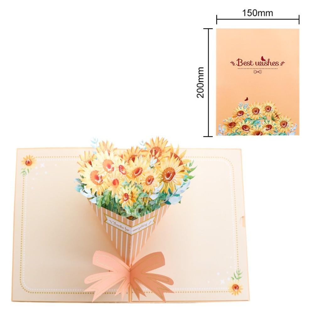 New Pop Up Greeting Cards 3D Blessing Flower Bouquet Card Paper Thank You Card Teacher's Day