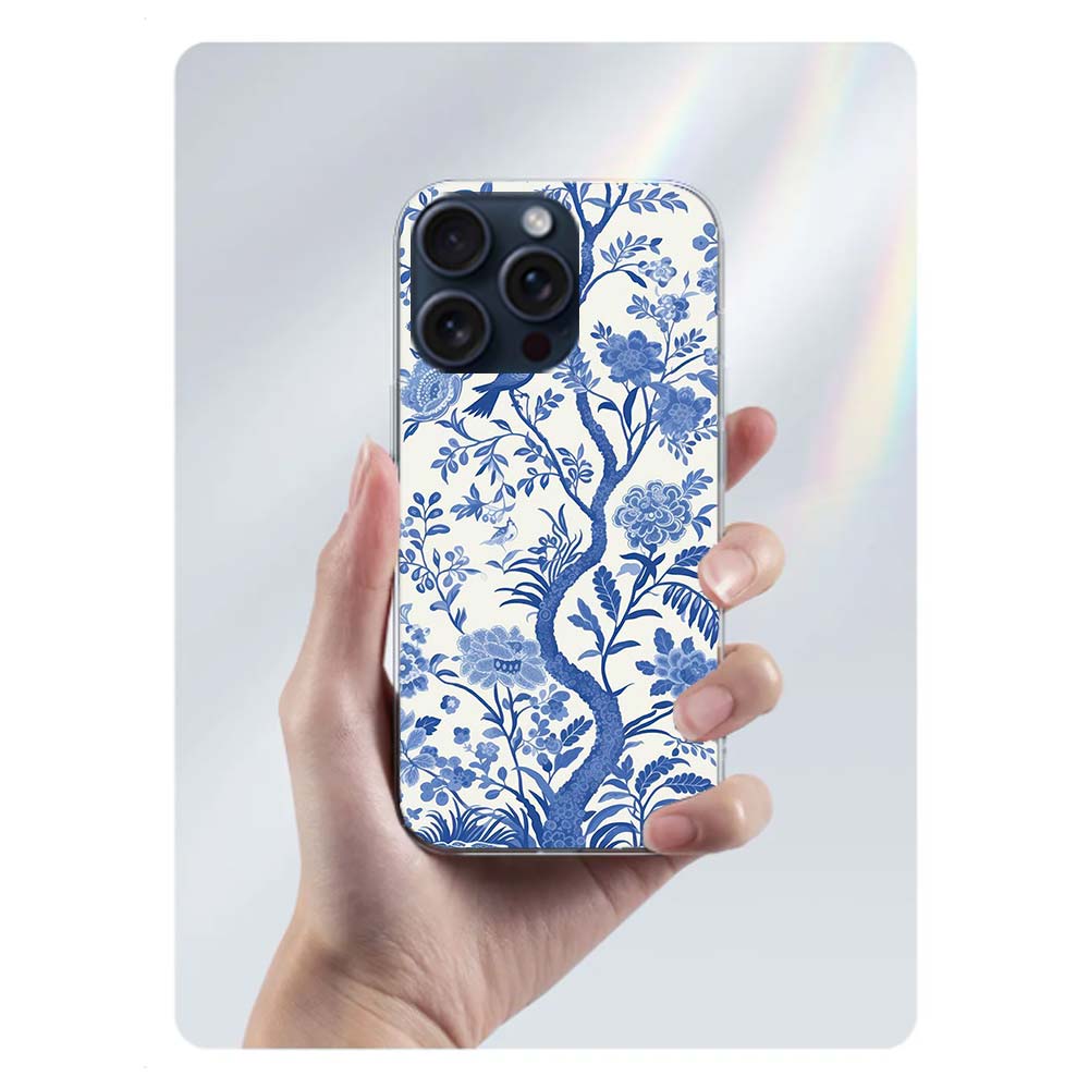 Blau weißes Porzellanmuster Klare Handyhülle Für Iphone 17 Air 16 Pro Max 15 Pro 14 Plus 17E 16E 11 13 12 Mini Hüllen Cases Fund
